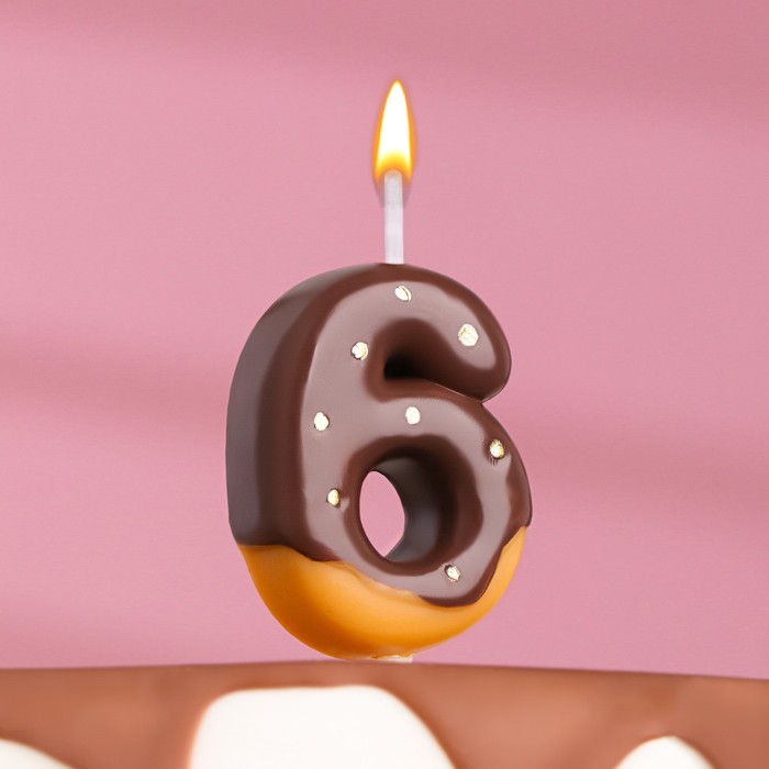 Свеча в торт Шоколадная глазурь, цифра 6 ,3,8 см свеча в торт шоколадная глазурь цифра 9 страна карнавалия