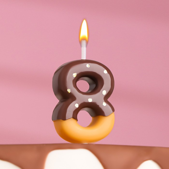 Свеча в торт Шоколадная глазурь, цифра 8, 3,8 см свеча в торт шоколадная глазурь цифра 5