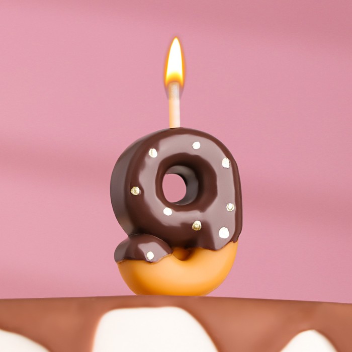 Свеча в торт Шоколадная глазурь, цифра 9, 3,8 см свеча в торт клубничная глазурь цифра 9 розовая