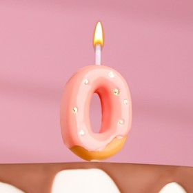 Свеча в торт "Клубничная глазурь", цифра "0", розовая
