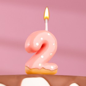 Свеча в торт "Клубничная глазурь", цифра "2", розовая