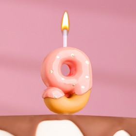 Свеча в торт "Клубничная глазурь", цифра "9", розовая