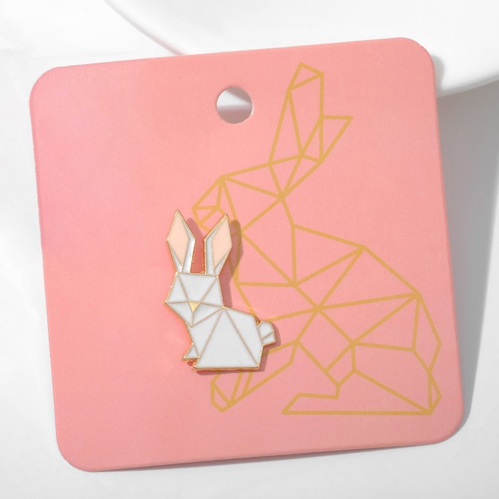 Значок «Графичные животные» заяц, цвет белый в золоте значок весёлый кролик цвет белый в золоте