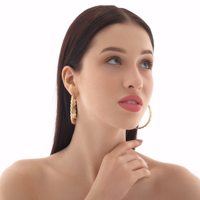 

Серьги-кольца "Косичка" в одну сторону, цвет золото, d=5,5