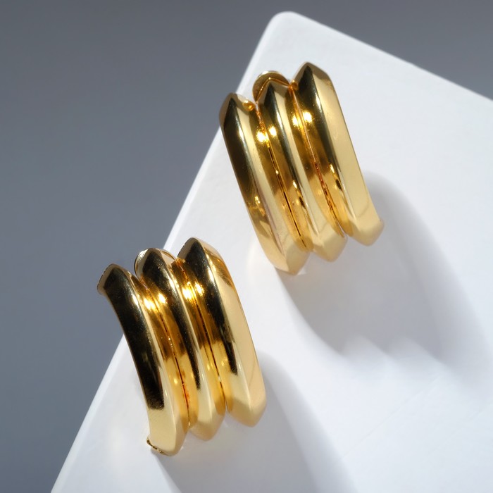 

Серьги металл «Проволока» 3 ряда, цвет золото