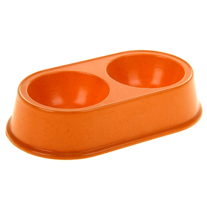 Миска двойная бамбук, 2 х 150 мл, микс цветов