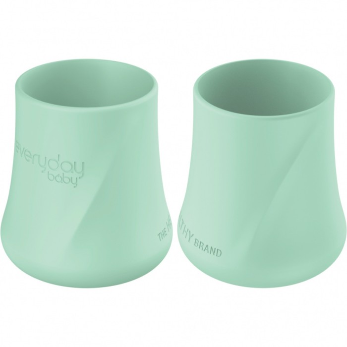 Детская силиконовая чашка, 2 шт, мятный детская силиконовая чашка для питья детская герметичная чашка с крышкой соломенная посуда для малышей детская силиконовая посуда