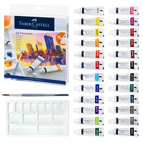 

Акварель художественная набор в тубе 24 цвета, Faber-Castell Watercolours, 9 мл