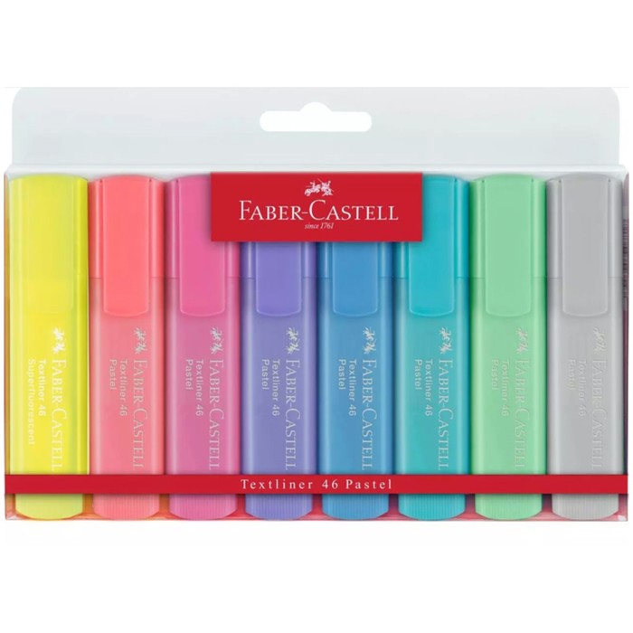 фото Набор текстовыделителей faber-castell 46 pastel + superfluorescent 8 цветов, 1 - 5 мм