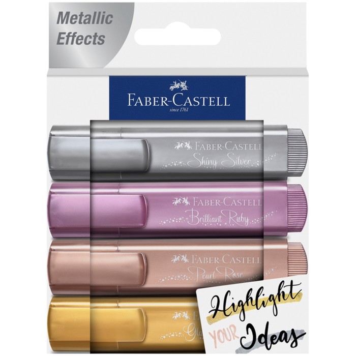 фото Набор текстовыделителей faber-castell tl 46 metallic, 4 цвета, 1 - 5 мм