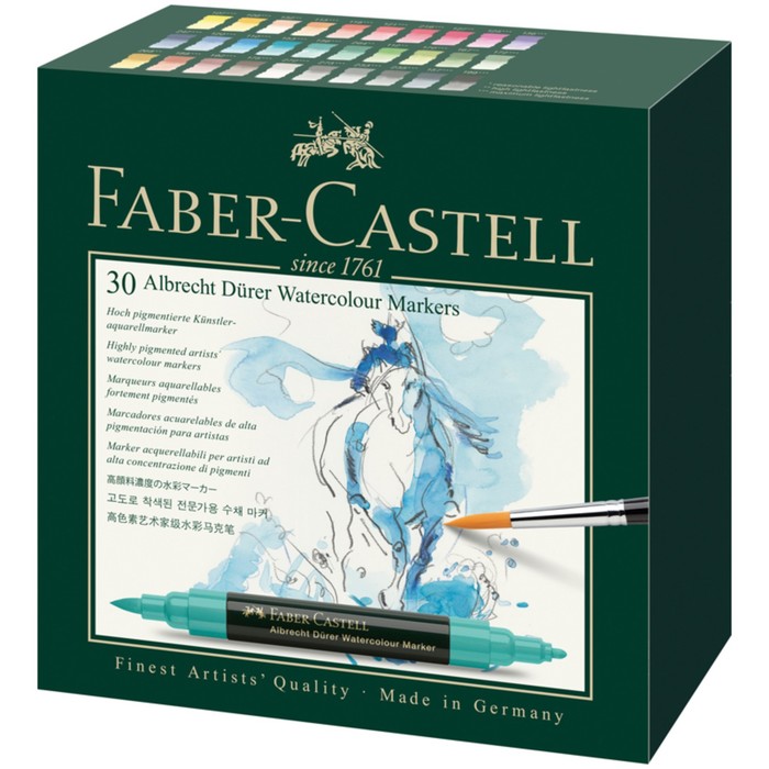 

Набор акварельных пигментных маркеров Faber-Castell Albrecht Dürer, 30 цветов, двусторонние