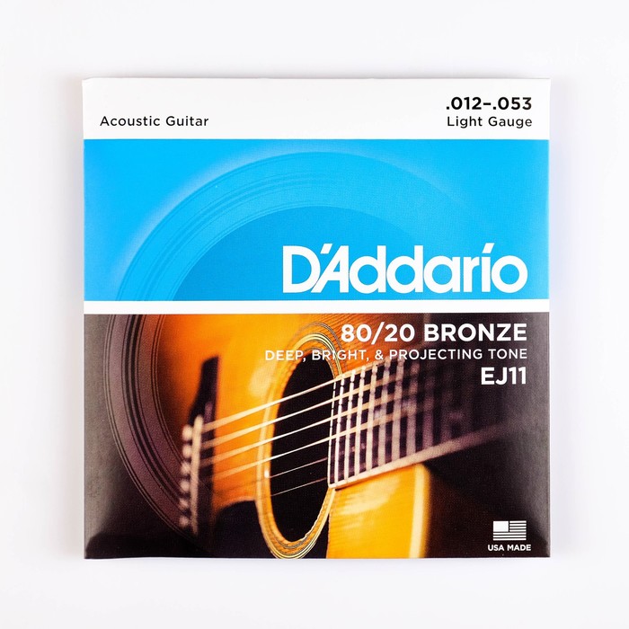 цена Струны для акустической гитары Light 12-53 D`Addario EJ11 BRONZE 80/20, бронза