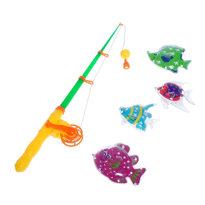 Рыбалка «Радужные рыбки»: удочка, 4 рыбки, в пакете shenzhen toys рыбалка 3 рыбки уточка морская звезда удочка в пакете