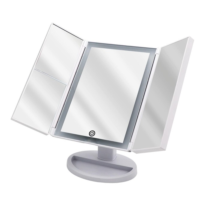 Зеркало косметическое настольное Vivian M 1х/2х/5х-увеличение, LED сенсор, USB, белое зеркало косметическое настольное ridder vivian m 1х 2х 5х увеличение led сенсор usb чёрный