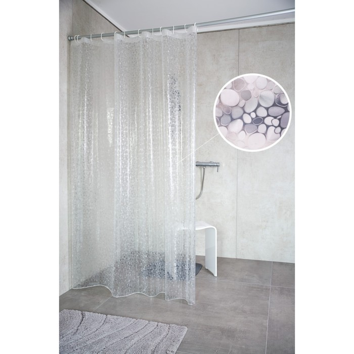 Штора для ванных комнат Stone полупрозрачный 180х200 см цена и фото