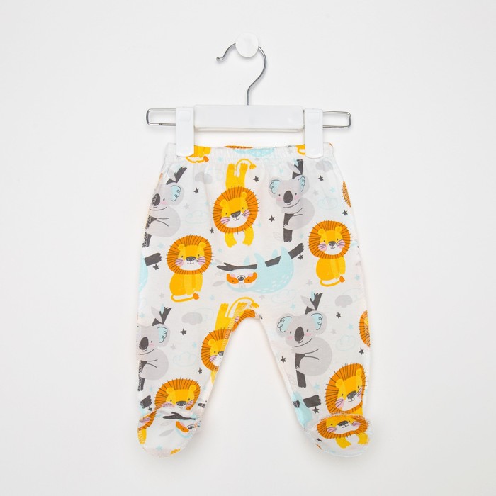 Ползунки детские цвет белый/зоопарк, рост 62 см