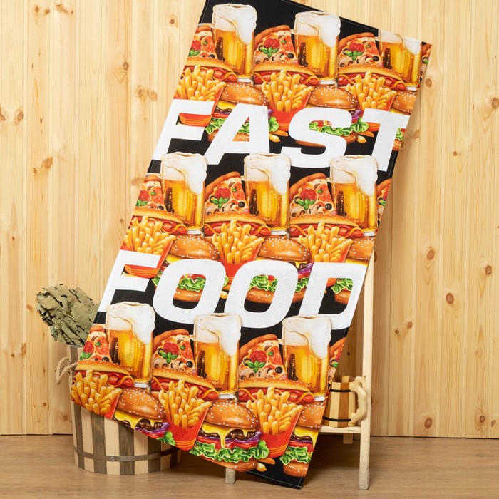 Полотенце "Fast food" 70х146 см, 100% хлопок  160гр/м2