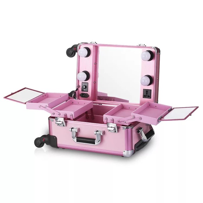 Мобильная студия визажиста OKIRA LC 006, без ножек, розовая