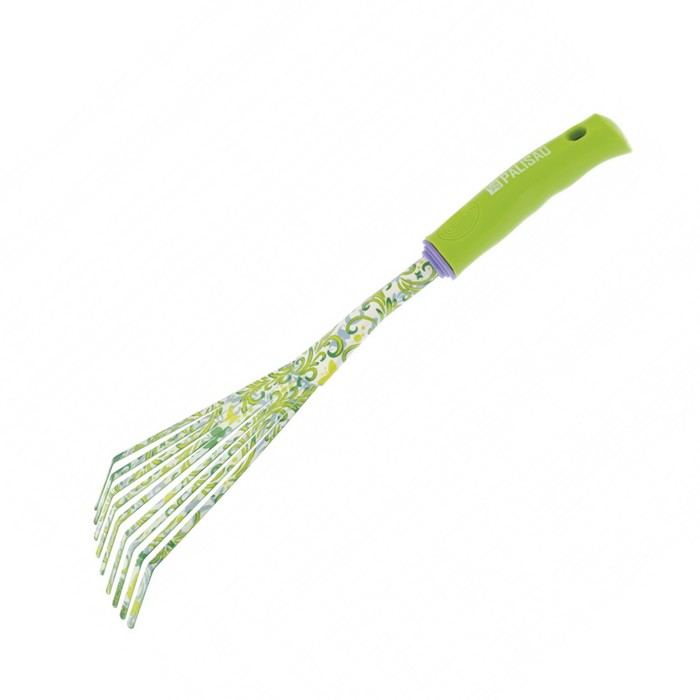 фото Грабли веерные, пластинчатые, 9 зубьев, стальные, пластиковая ручка, flower green palisad