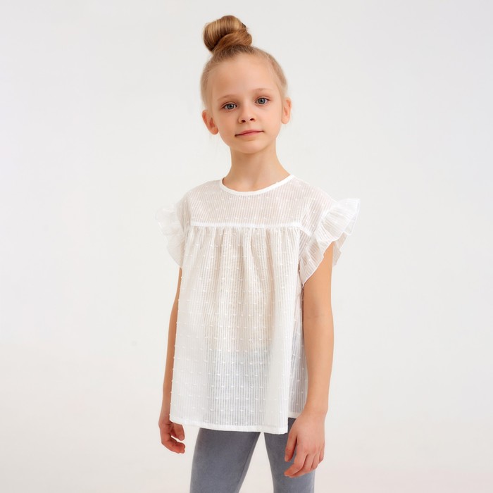 Блузка для девочки MINAKU: Cotton Collection цвет белый, рост 134