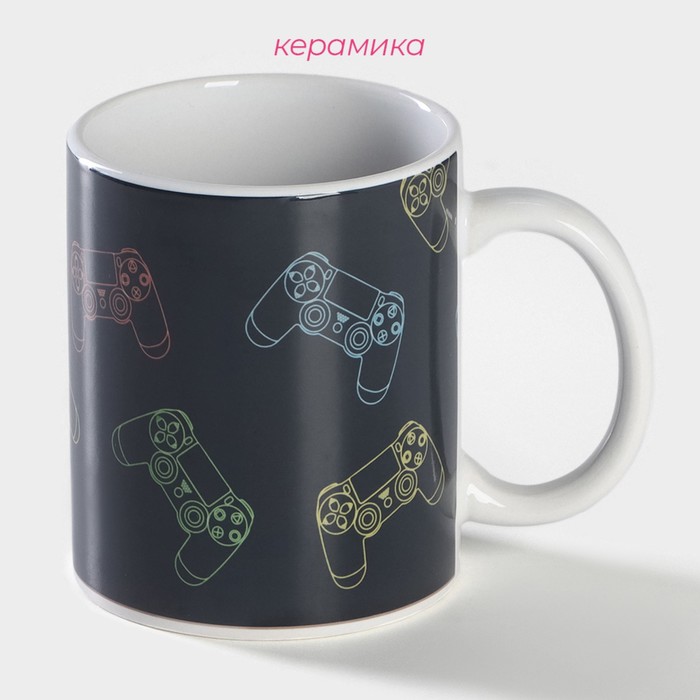 фото Кружка-хамелеон керамическая доляна «джойстик», 350 мл, цвет чёрный