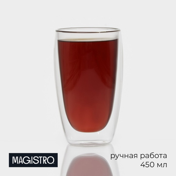 Стакан стеклянный с двойными стенками Magistro «Поль», 450 мл стакан proff cuisine с двойными стенками 450 мл