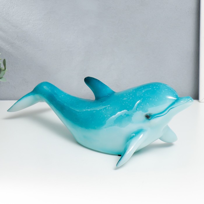 Сувенир полистоун свет Голубой дельфин 14х17х42,5 см