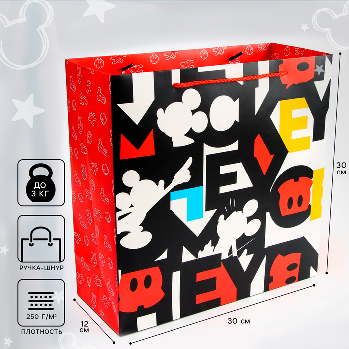 

Пакет ламинированный, 30 х 30 х 12 см "Mickey", Микки Маус