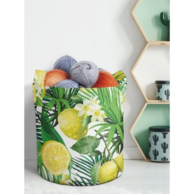 Текстильная корзина «Лимоны и тропики» для хранения вещей и игрушек, 27 л.