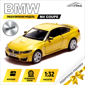 Машина металлическая BMW M4 COUPE, 1:32, инерция, открываются двери, цвет желтый