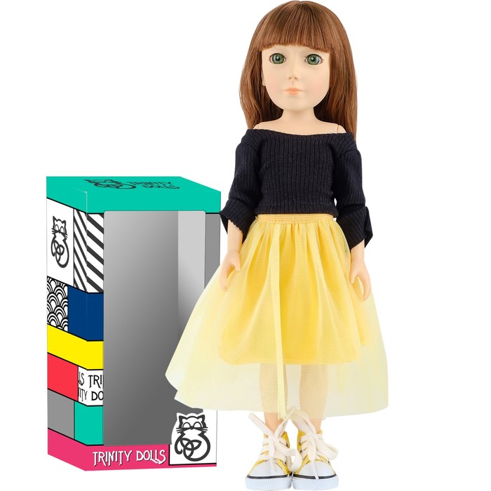 Кукла АНИКО, TRINITY DOLLS, жёлтая юбка, чёрная футболка