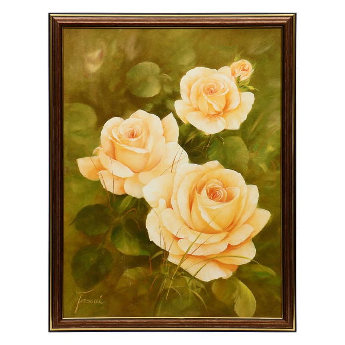 Картина "Белые розы" 30х40 (33*43) см