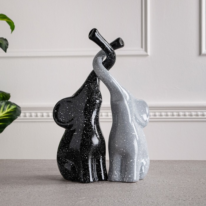 фото Набор статуэток "слоны инь-янь", гранит, серо-чёрный, 31 см керамика ручной работы