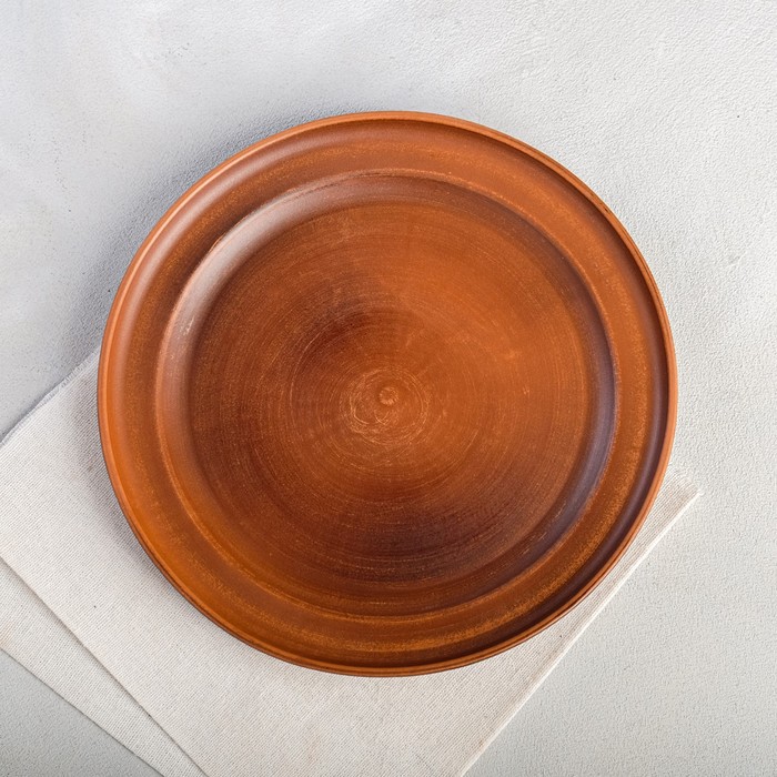фото Тарелка "домашние традиции", плоская, гладкая, красная глина, 25 см