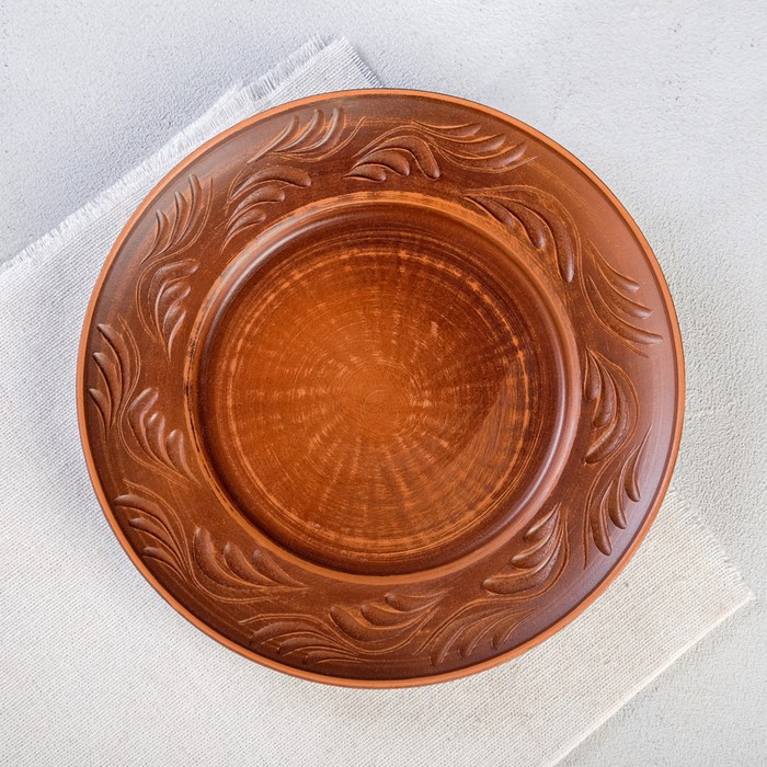 фото Тарелка "домашние традиции", плоская, декор, красная глина, 19 см