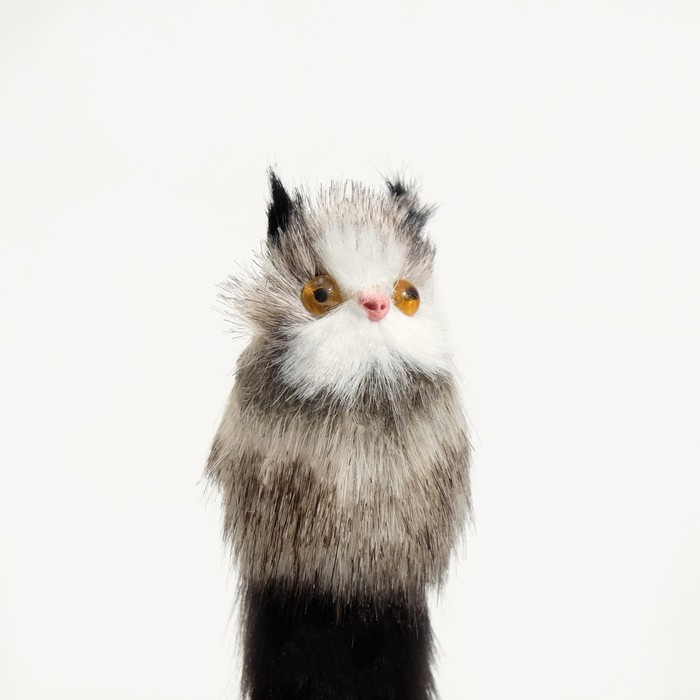 фото Игрушка для кошек "кот-дружок", искусственный мех, корпус 7 см, бело-коричневая/чёрная