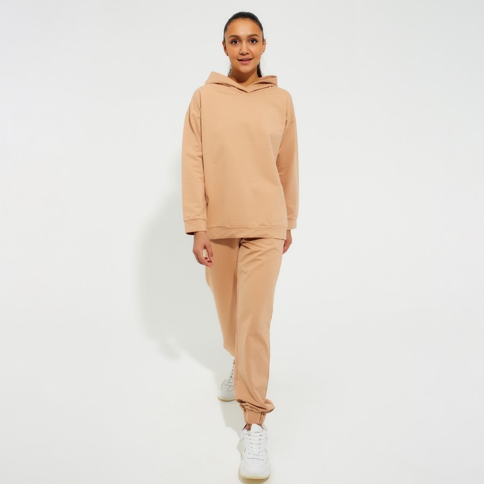 фото Костюм женский (худи, брюки) minaku: casual collection цвет бежевый, размер 42