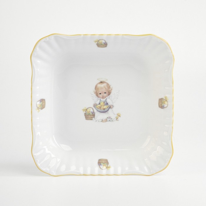 Салатник квадратный «Ангелочек с корзиной» 21 см
