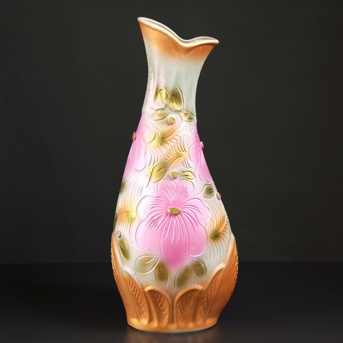 Ваза напольная "Верона" шёлкография, жёлтая