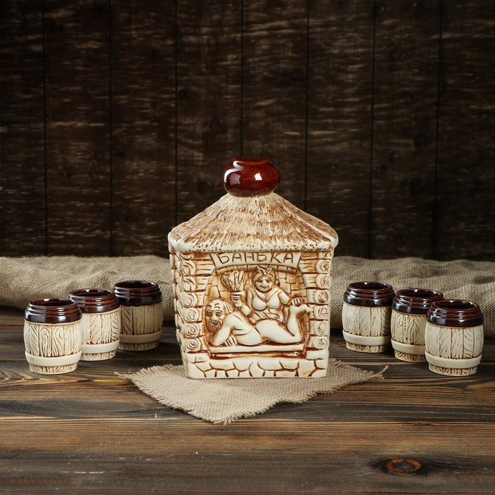 Штоф с рюмками "Банька" 7 предметов, 1,6 л