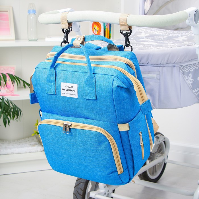 Сумка-рюкзак с пеленальным ковриком, цвет голубой сумка рюкзак с пеленальным ковриком цвет серый