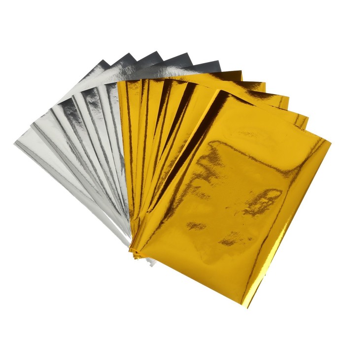 фото Набор бумаги самоклеющейся формат а4, 10 листов, 2 цвета (зол+сер), плотность 100г/м2 calligrata