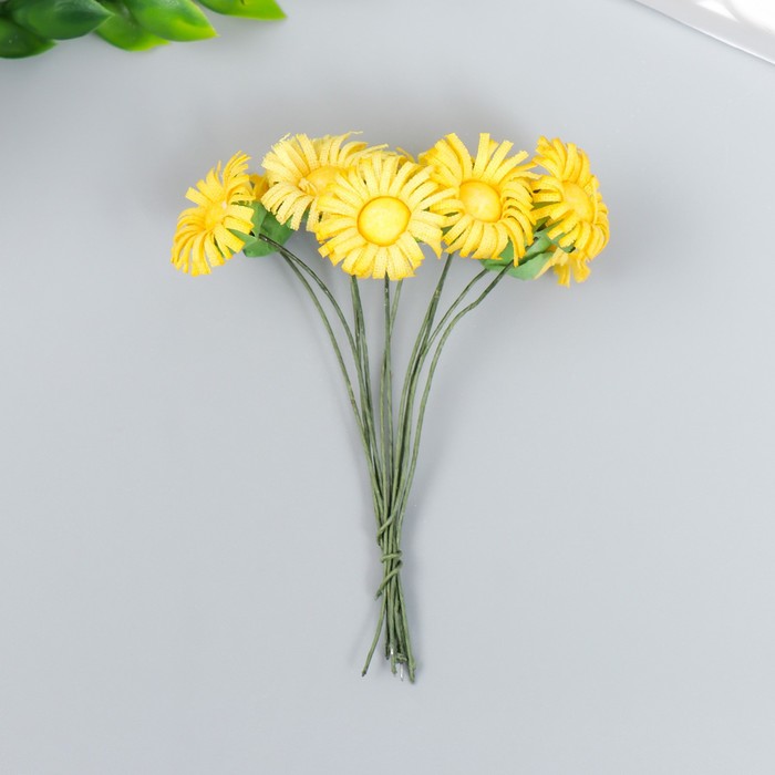 Цветы для декорирования "Ноготки" жёлтый 1 букет=10 цветов 7 см