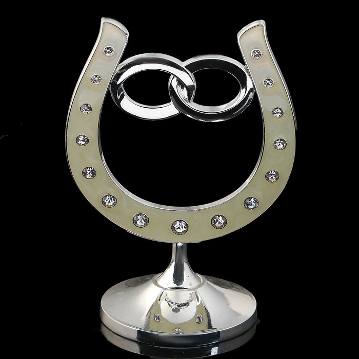 Сувенир «Подкова», с обручальными кольцами, 10×7×14 см, с кристаллами Сваровски