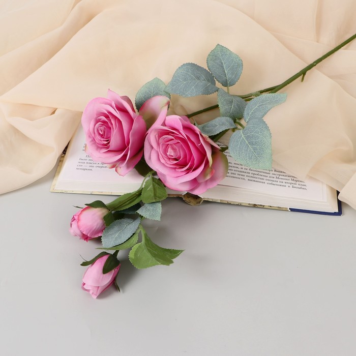Цветы искусственные Роза кустовая 67 см, ярко-розовый
