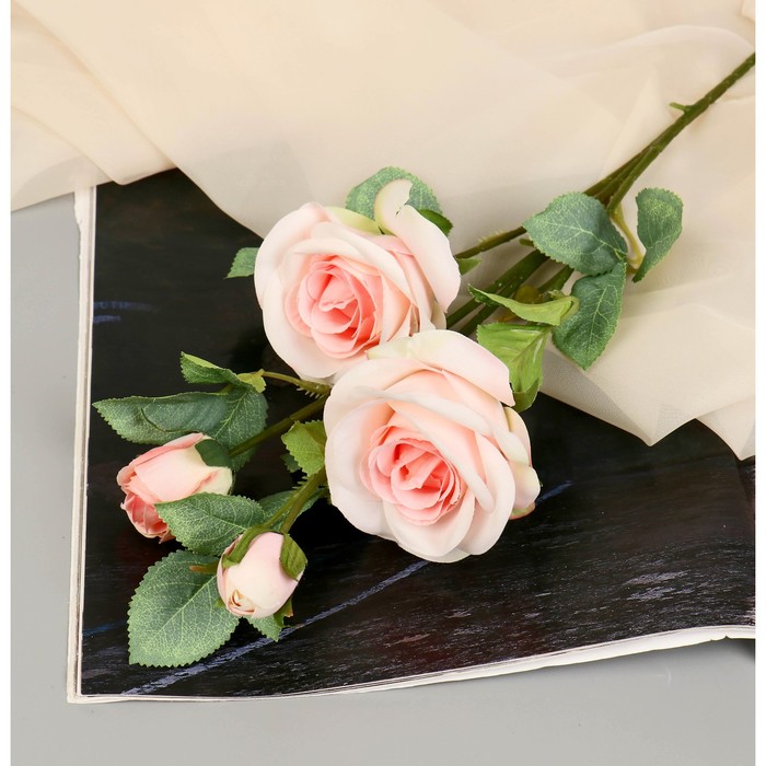 Цветы искусственные Роза кустовая 67 см, бледно-розовый
