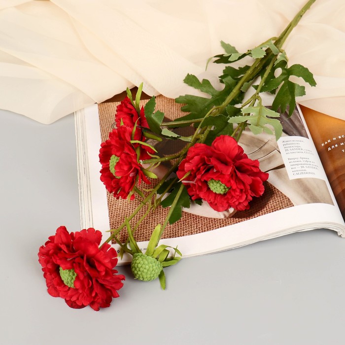 Цветы искусственные Махровый гибискус 82 см, красный цветы искусственные гвоздички 8х67 см красный