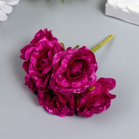 

Цветы для декорирования "Коралловые розы с блеском" 1 букет=6 цветов 10 см