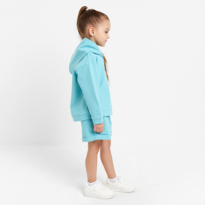 фото Костюм детский (толстовка, шорты) kaftan "basic line", рост 122-128, бирюзовый меланж