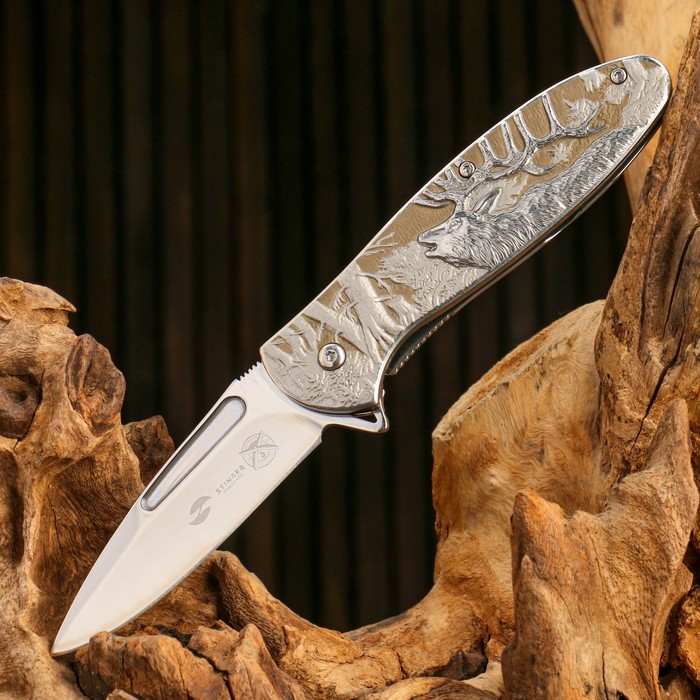 Нож складной Stinger с клипом, 8 см, лезвие - 3Cr13, рукоять - сталь